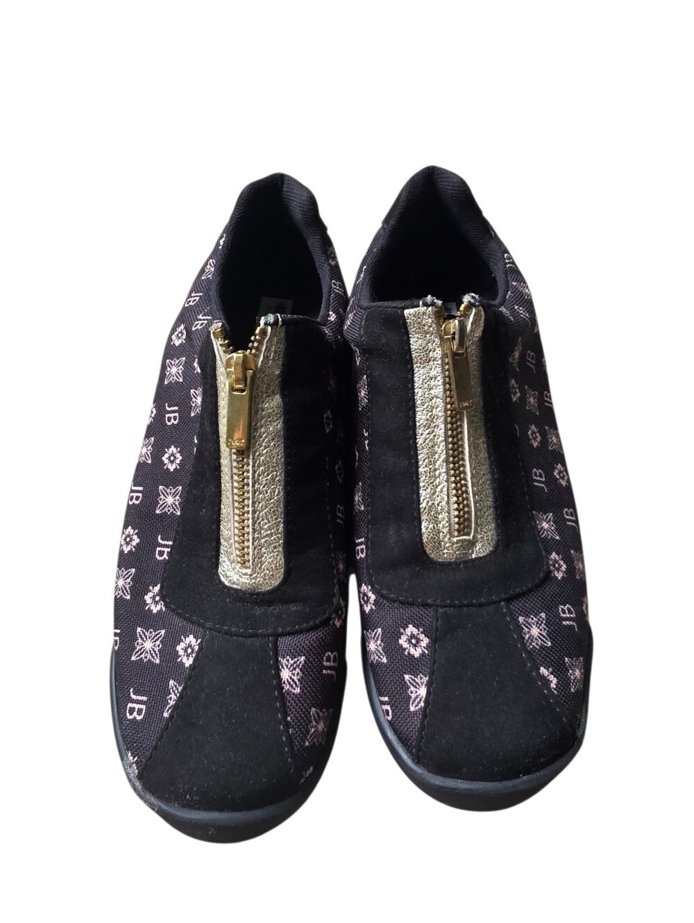 Bradford Exchange Black Slip-On Sneakers with Gold Zip Detail